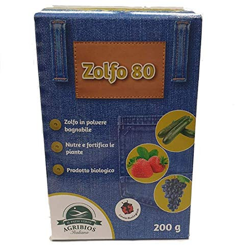 Il Paese Verde ZOLFO 80 astuccio 200g. Prodotto consentito in agricoltura biologica per prevenire le carenze di zolfo. Zolfo in polvere bagnabile.