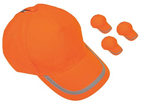 4 Stück Reflektionscap Sicherheitscap orange für Erwachsene 5 Panels reflektierend Klettverschluss größenverstellbar 4er Set