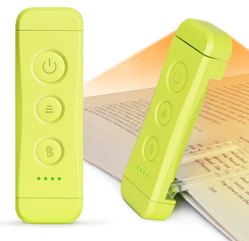 Glocusent Luce per Lettura Libri a Letto, Luce da Lettura a LED portatile con clip, 3 Colori ambra e 5 Luminosità regolabili, Lampada Lettura ricaricabile USB, perfetta per Amanti dei Libri