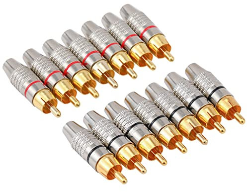 Greluma 14 Pz Connettori a spina RCA senza saldatura, adattatori audio video RCA maschio per cavo coassiale, placcati in oro