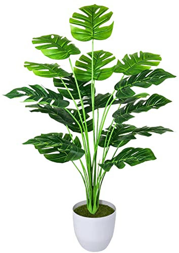 AIVORIUY Kunstpflanzen Groß Areca Kunstpalme im Topf Plastik Künstliche Pflanze Tropical Palme mit Blättern Grün Fake Plant für Schlafzimmer Büro Garten Hochzeit Dekor (77cm Grüne Palme)