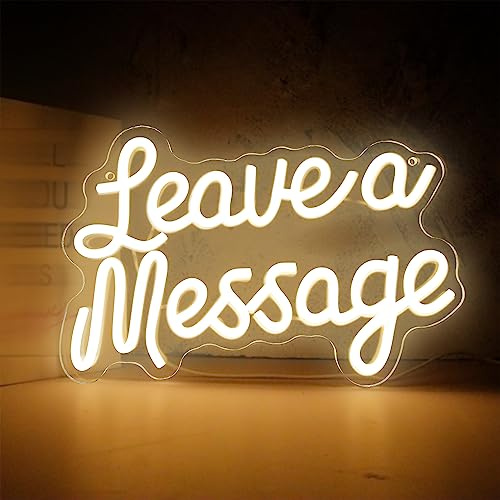 Leave A Message Neon Sign, Guestbook Neon Light LED Reception Desk Welcome Sign USB Powered Dimmable, for Wedding Hotel Spa Salon Storefront Business Wedding Backdrop Decor(12.5 * 8.4 In)