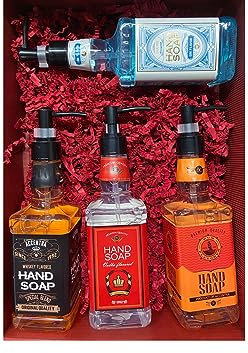 Accentra Handseife Geschenkset 4x480 im Pumpspender mit verschiedenen Düften (Whiskey, Gin, Vodka, Rum) - nachfüllbar