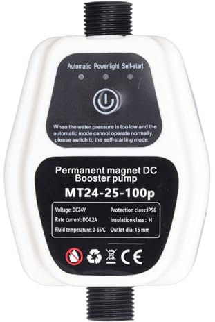 Bomba de Presión de Refuerzo de Agua, Bomba de Refuerzo Automática de 100 W 24 V, Motor sin Escobillas Integrado e Impulsor Centrífugo, para Boquillas de Jardín, Duchas (blanco)