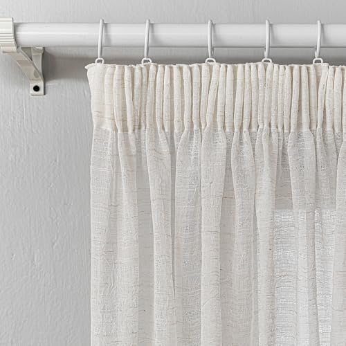 MYSKY HOME Vorhänge Gardinen mit Kräuselband Wohnzimmer Vorhang 2er Set Boho Gardine Leinenoptik H 175 x B 140 cm Natürlicher Stil Halbtransparent Falte Curtains, Beige.