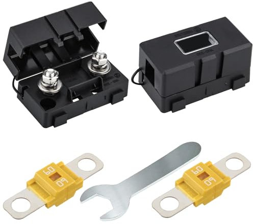 GYHWOFUL Midi Sicherung - 2 Stück 60A Midi Schraubsicherungen, 2 Stück ANS Auto-Sicherungshalter, 1 Stück Schraubenschlüssel, 12V-58V Midi Hochstromsicherung für Pkw, Lkw, Baufahrzeugen, Bussen