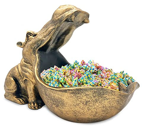 Nilpferd Statue Schlüsselschale, Groß Mund Figur Schlüssel Schale, Nilpferd Schale Schmuck Aufbewahrungsbox, Nilpferd Skulptur, Tischdekoration für Flur, Wohnzimmer, Büro, Dekoration, Geschenke (Gold)