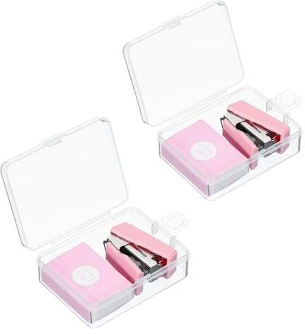 PATIKIL 2 st mini häftapparat med 800 standardhäftklamrar, Morandi skrivbordshäftapparater set sött skrivbord kontor häftapparat 20 ark kapacitet för klassrum kontorsmaterial, rosa