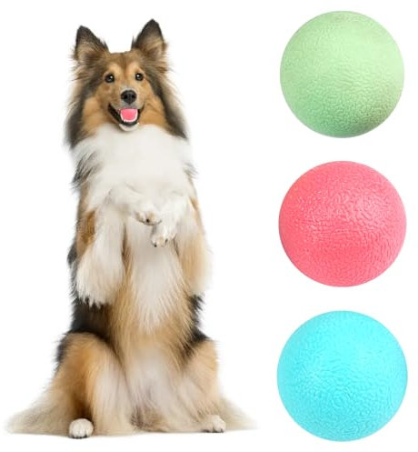 3 Stück Hundespielzeug Ball, Hundeball Unzerstörbar mit Einem Durchmesser von 4 cm, Unzerstörbarer Gummiball für Training, Hohe Qualität, Hohe Elastizität, Toss Ballspielzeug für Alle Hunderassen