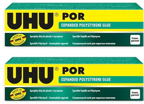 UHU POR Adhesive Expanded Polystyrene Glue - 40G/50ml - Pack of 2 Tubes