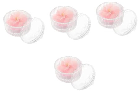 OATIPHO 4 Juegos Puff de Polvo Reutilizable con Estuche de Vidrio y Diseño Floral para Mujer y Aplicador de Polvo Corporal con Organizador de Maquillaje y Caja Protectora Antipolvo