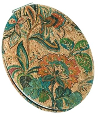 Mjzzh Specchio da trucco portatile, specchio da borsetta 7,2×7,2 cm,mini pieghevole in stile bohémien con lente d'ingrandimento, perfetto per viaggi,natura,vintage floreale con venature del legno