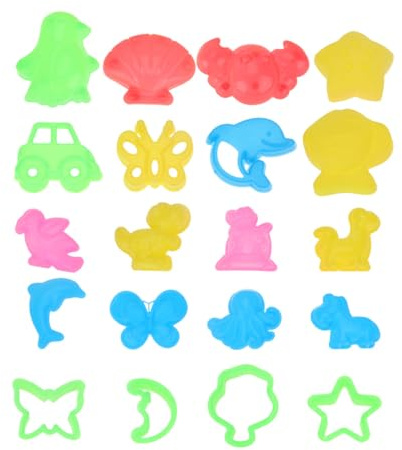 KONTONTY 64 Piezas Moldes para Plastilina y Arena Juguetes Creativos para Moldes Espaciales y Herramientas Plásticas Accesorios para Playa y Jardín Colores Brillantes y Color Aleatorio