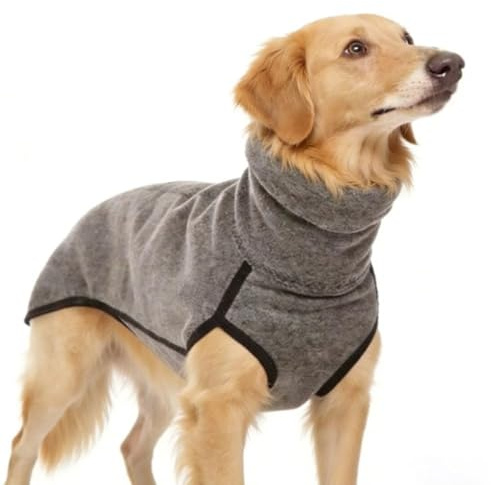XFSRG Traje de Recuperación para Perros Suéter Cuello Alto Perro Body Postoperatorio Traje Postoperatorio Perro Protector de Heridas Abdominales Perros Abrigo Ligero para Mascota (Gris, L)