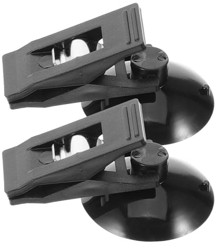 COOPHYA Porta Occhiali e Porta Biglietti per Auto Ventosa, Clip Portadocumenti Nero in Pvc e Abs, Accessorio Portatile per Parabrezza Durante Viaggi