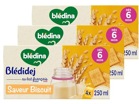 Blédina Blédidej - Biscuit au lait - 6 mois et plus - 3 Paquets de 4 Briques