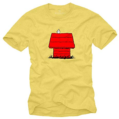 MAKAYA Maglietta Snoop Dog - T-Shirt con Stampa Cane Swag Hipster Uomo Giallo M