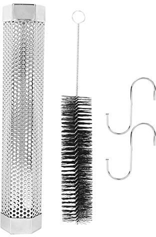 Uadme Kit de fumage pour barbecue,tuyau fumé pour barbecue en acier inoxydable de 30,5 cm avec crochet à brosse pour fumer du fromage,des noix,des steaks,du porc,du b uf.