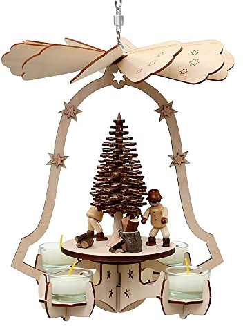 Dekohelden24 Pyramide de Plafond en Bois de Haute qualité avec roulement Rotatif env. 28 cm