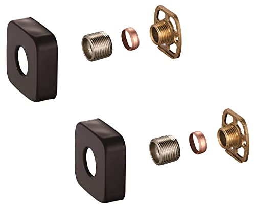 KEDWILL® Kit di fissaggio rapido per valvola a barra, staffe con copertura quadrata in SS nero opaco, bocchette da 3/4 di pollice Connessioni BSP 15 mm Montaggio a parete per miscelatore termostatico