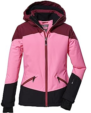 killtec niñas Chaqueta de esquí impermeable/chaqueta funcional con capucha y paranieves KSW 151 GRLS SKI JCKT, light neon pink, 152, 41187-000