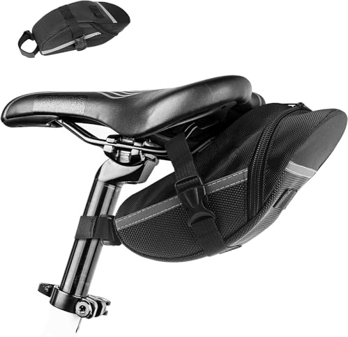 ELNLE Sacoches de Selle Vélo VTT Etanche, Sacoche de Velo Selle Route Arrière,Mini Sac de Queue, avec Réfléchissant, Nylon 600D Résistant à la Déchirure, pour VTT MBT Velo Electrique