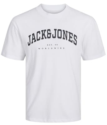 JACK&JONES JUNIOR JJECALEB Varsity Tee SS O-Neck SN Jnr, T-Shirt Bambino, White/Fit:Loose,