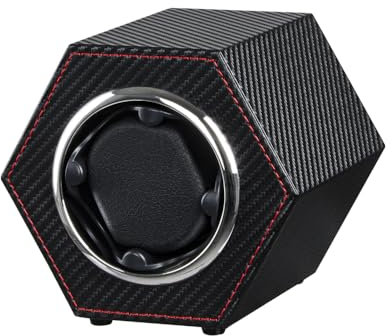 DRAIGERWAY Automatische Uhrenbeweger Box,Single Uhrenbeweger Watch Winder mit Leisem Mabuchi Motor (Kohlefaser-147T)