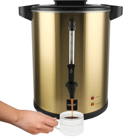 Valgus Percolador Cafetera Café Profesional 135 tazas 20L comercial acero inoxidable oro doble pared gran urna de café para fiestas, oficinas, bodas y eventos de restauración