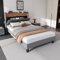 Merax 3FT Single Bed Frame, Upholstered Storage Bed, Lower flap door storage, With LED light strip, 3 USB port+1 Type C, For adults & teenagers, Grey/Velvet, 90x190 cm