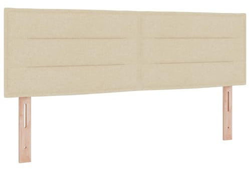 vidaXL Kopfteil Linien-Design Creme 140 cm Stoff