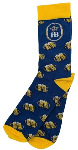 Hofbräuhaus München Chaussettes colorées amusantes pour homme et femme avec motif chope sur mesure, taille 41-46, chaussettes amusantes et décontractées pour une bonne humeur, Chope à mesurer., 41-46