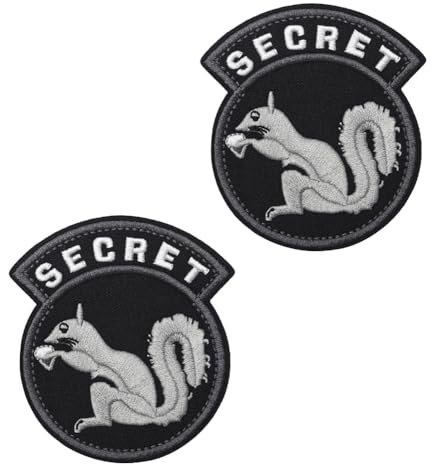 2 parches tácticos bordados de ardilla secreta con gancho y bucle para mochila, chaqueta, abrigo, pantalones, ropa, bolsa, chaleco, sombrero, bolsa, uniformes, brazalete, motociclista