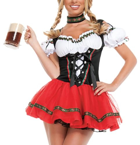 Oktoberfest Outfits för Kvinnor Tysk Bayersk Dirndl Servitriskläder För | Kvinnor Halloween Barmaid Cosplay Klänning För Ölfestival Musikfestival Scen Party Födelsedagsfest Klubbkväll