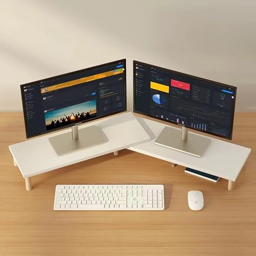 Hörnskärmsstativ, dubbelt skrivbord, bärbar datorskärmsorganisatörsstativ med justerbar längd, hörnfästen för dator/flera skärmar, skrivbordsprojektorställ (storlek: 7,7 cm + 6,1