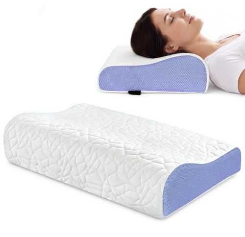 PKBD Almohada Espuma Memoria, 2 Alturas Ergonómica, Blanco-Morado