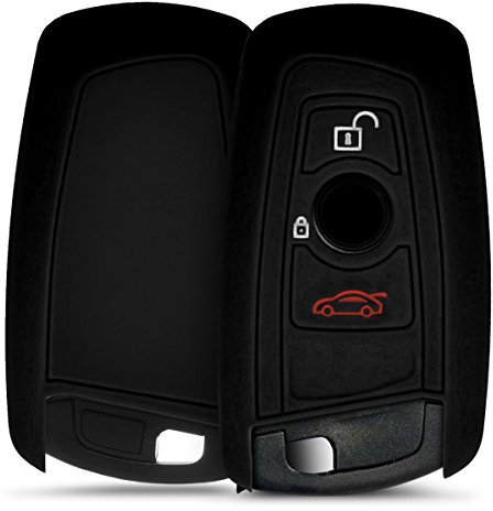 kwmobile Key Cover Compatible with BMW 3 Button Remote Control Car Key (only Keyless Go) - Soft Silicone Car Key Fob Holder Protector Case - Black