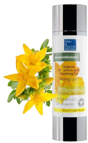 Millepertuis Bio, Extra-Forte, Macérât Huileux Rouge, Concentrée, Huile de Soin Apaisant, Peaux Sensibles, Irritées, Rougeurs, Cicatrices, Vergetures, Cheveux, Après-Soleil, 30 ml