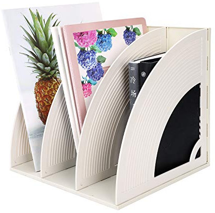 Stehsammler Kunststoff Büro Schule Schreibtisch Schreibtischorganizer mit 5 Fächer Zeitschriftenbox Robust Stehorder Bücher Zeitschrift Zeitungshalter Dokument Funktional Katalogsammler Ordnung