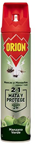 Orion - Insecticida en Aerosol 2en1 Mata y Protege contra Moscas y Mosquitos, Aroma Manzana - 600 ml
