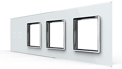 Livolo nur Glasblende 4 Fach VL-C7-C2/SR/SR/SR-11 Weiß Glasrahmen Glas Blende für Steckdosen Touch Berührungs Lichtschalter und Serienschalter