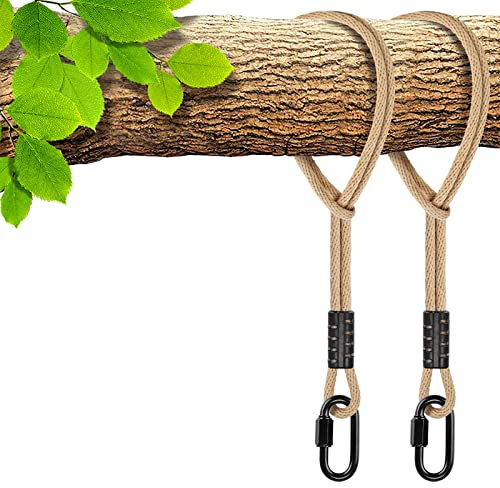 SELEWARE 2ER Hängematte Befestigung Seil Baumschaukel - Verstellbares Seil Baumschaukel mit Karabiner Hängesessel Aufhängung Hält 453KG Schaukelaufhängung Baum für Spielplatz Schaukeln Yoga 360CM
