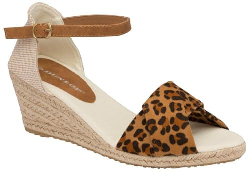 DUNLOP Cleo Ladies Womens Espadrille Wedge Sandals Ankle Strap Summer Shoes