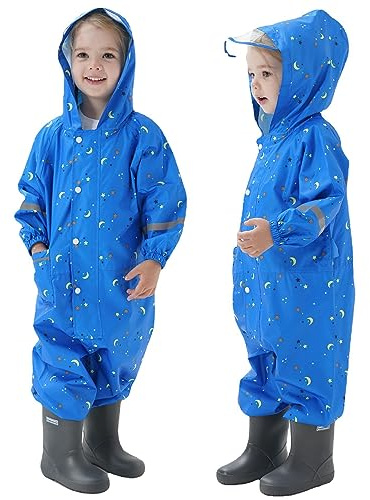 Enfant Imperméable, Combinaison de Pluie Garçon Fille Imperméables pour Enfants Garçons Filles Poncho de Pluie Léger Vestes de Pluie Dessin Animé Mignon Réutilisable Vêtements de pluie