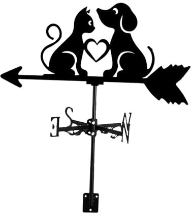 Gralara Veleta de Metal con Indicador de Dirección del Viento, Valla para Garaje, Veleta para Perros Y Gatos