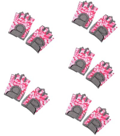 BESPORTBLE 5paare Halbfinger Fahrradhandschuhe Für Junge Mädchen Anti-rutsch Stoßdämpfend Für Outdoor-aktivitäten Geeignet Für Radfahren Skating Und Sport