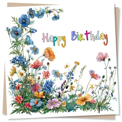 Birthday Card for Women, Female, Her, Friend, Family - Colourful Wildflower