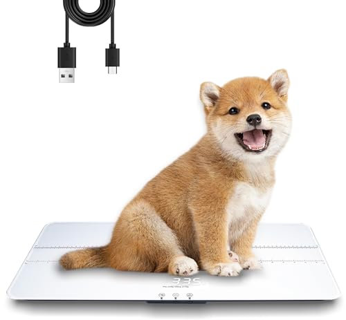 UNIWEIGH Digitale Haustierwaage, 10 g, hohe Genauigkeit, Tierwaage für Hunde und Katzen, mit 3 Wiegeeinheiten, Tara-/Haltefunktion, Babywaage für Haustiere, gehärtetes Glas, USB-Kabel, große