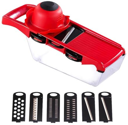Trancheuse Mandoline | Hachoir Avec 6 Lames Pour Légumes | Garde-main, Râpe À Pommes De Terre Avec Récipient De Stockage, Trancheuse Manuelle