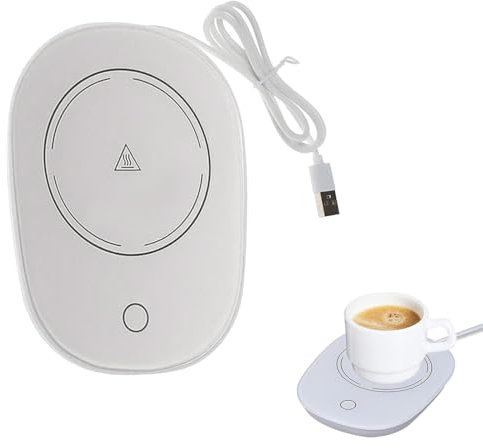 Scalda Tazza USB, Scalda Tazza, Scaldatazze da Caffè, Scalda Bevande, Sottobicchiere Elettrico, Utilizzabili per Caffè, Latte, Tè, Acqua, Regalo di Natale, Ldeale per la Stagione Invernale, Bianco